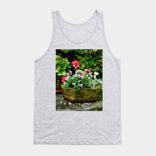 Geraniums and Lavender Flowers on Stone Steps Tank Top